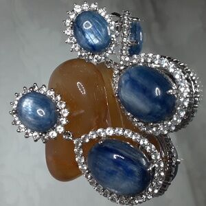 RARE, 925 Genuine Untreated Kyanite and White Topaz.